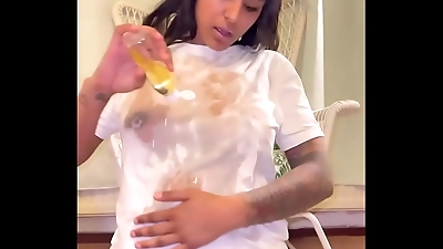 Oily tits tattooed Indian cutie kaira nisha