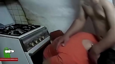 Fucking her ass in the village kitchen&period; RAF128