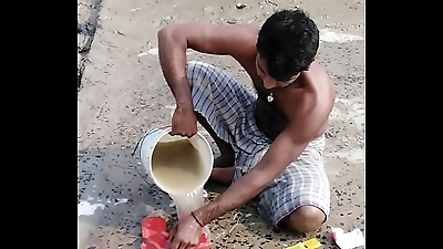 Desi Man Bathing in Ganges
